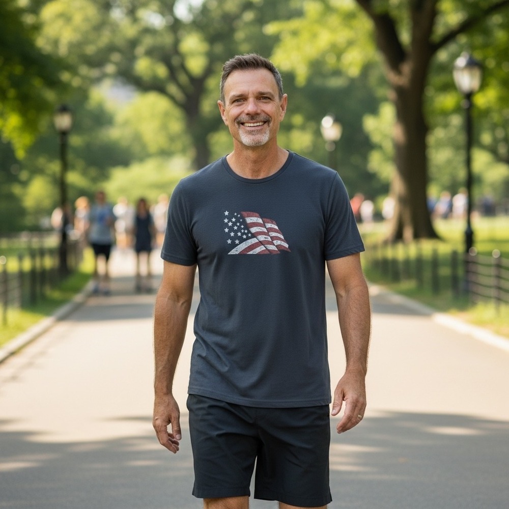 Untuckit Mens American Flag Graphic T-Shirt Charcoal Gray XL Short Sleeve Tee